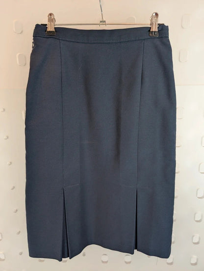 Vintage St Michael Navy Pleated Skirt 25" Waist Made in UK