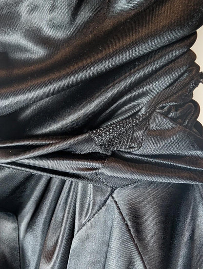 Black Draped Halter Dress M/L – 90s Style Hanky Hem