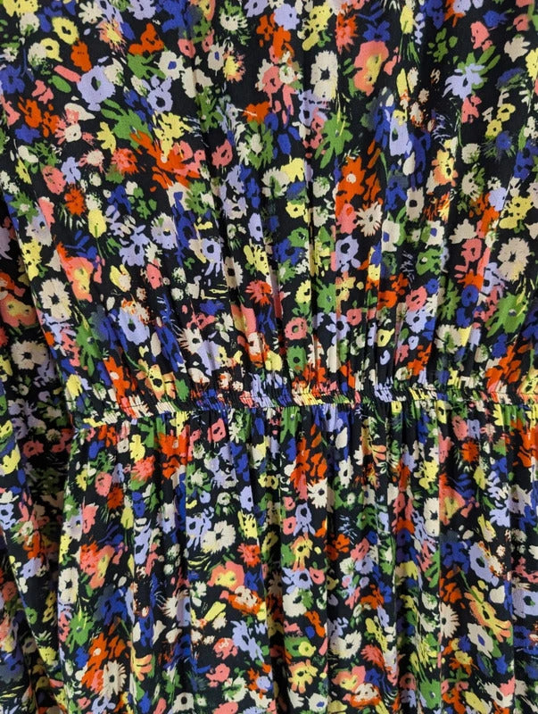B.Young Black Floral Midi Dress EU36 UK8