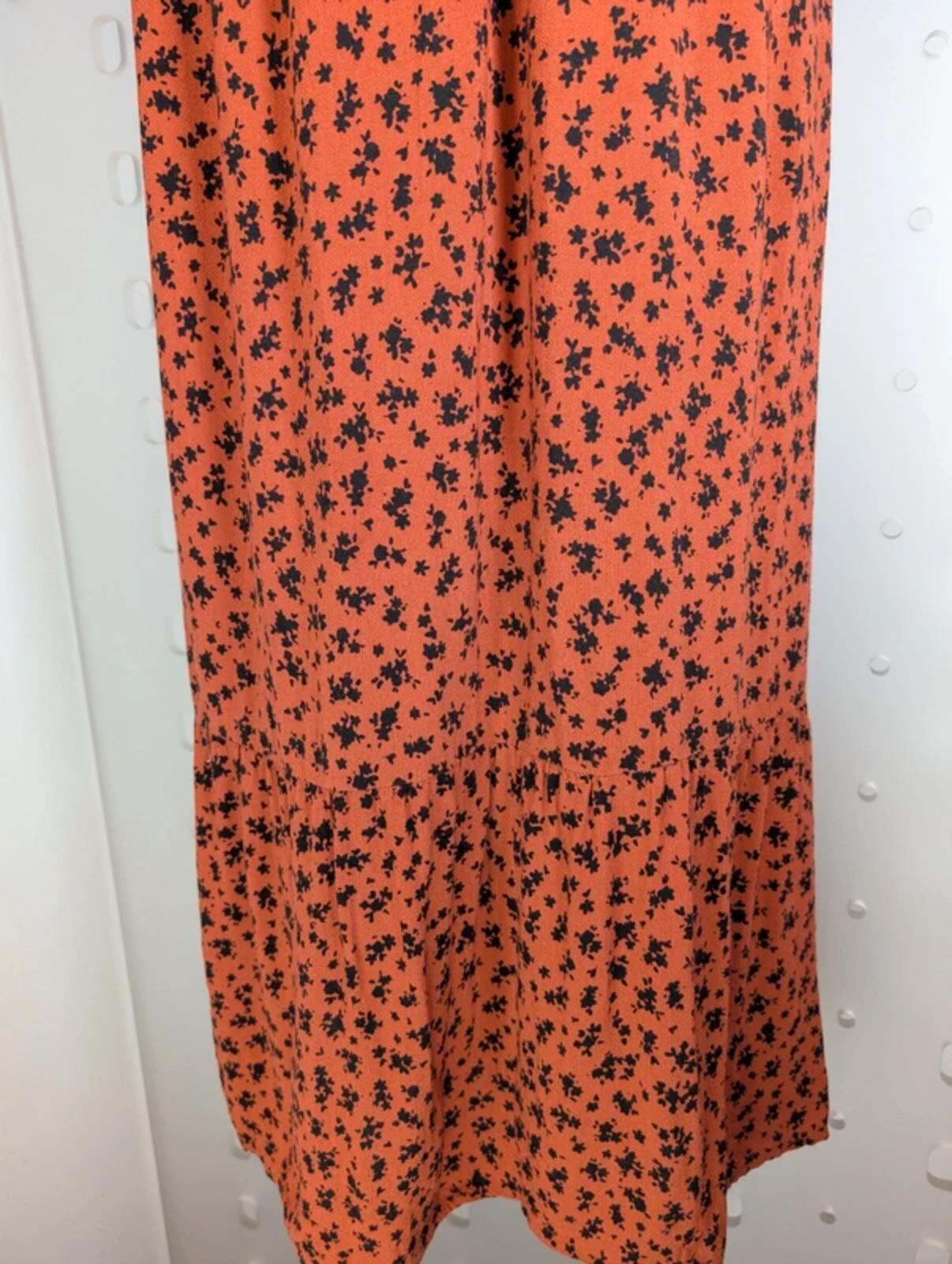Nobody's Child Rust Orange Floral Midi Dress Eco Vero UK8