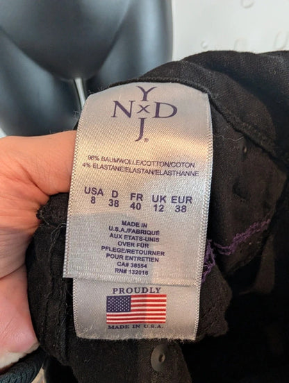 NYDJ Black Straight Leg Stretch Jeans UK12 US8 Made in USA
