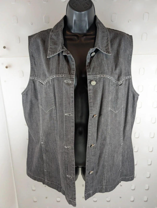 Bonita Soft Denim Western Waistcoat Stud Detail Cotton UK14–16