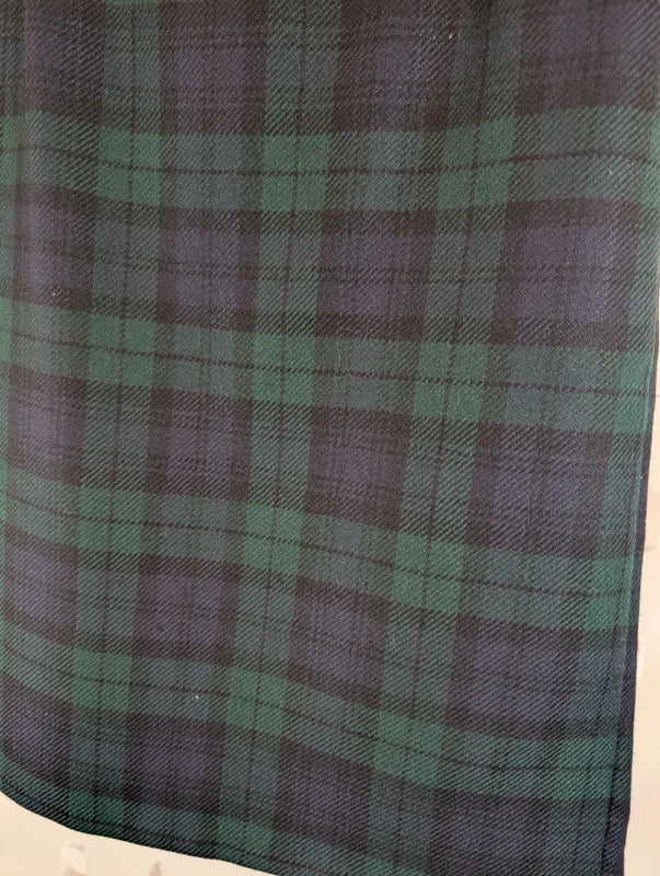 Vintage St Michael Pure New Wool Tartan Pencil Skirt UK8 Made in UK