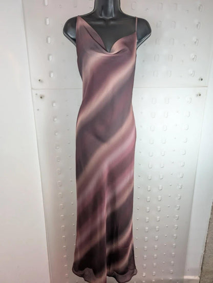 Pretty Lavish Ombre Maxi Slip Dress Burgundy UK12