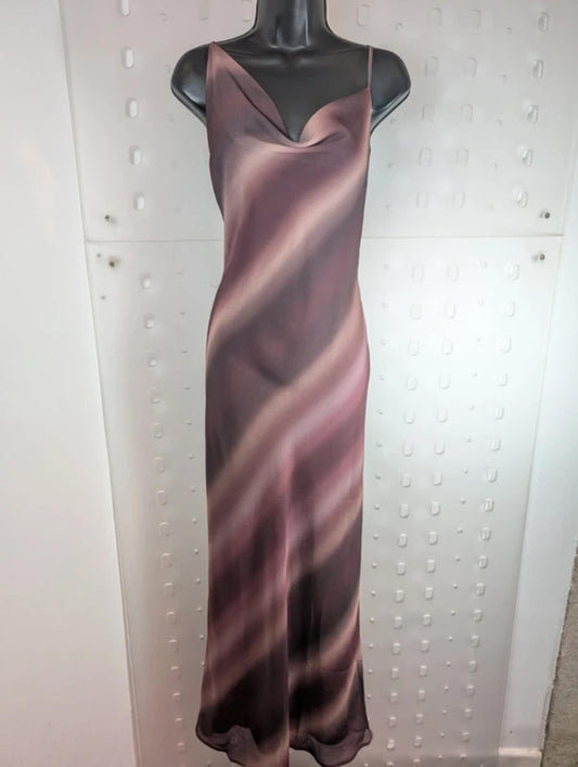 Pretty Lavish Ombre Maxi Slip Dress Burgundy UK12