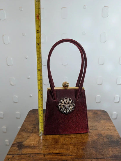 Vintage 1950s 60s Red Diamanté Mini Evening Bag