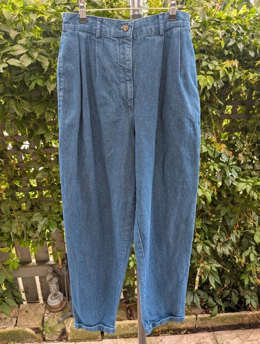 Vintage 90s High Waisted Mom Jeans Indigo Blue W28