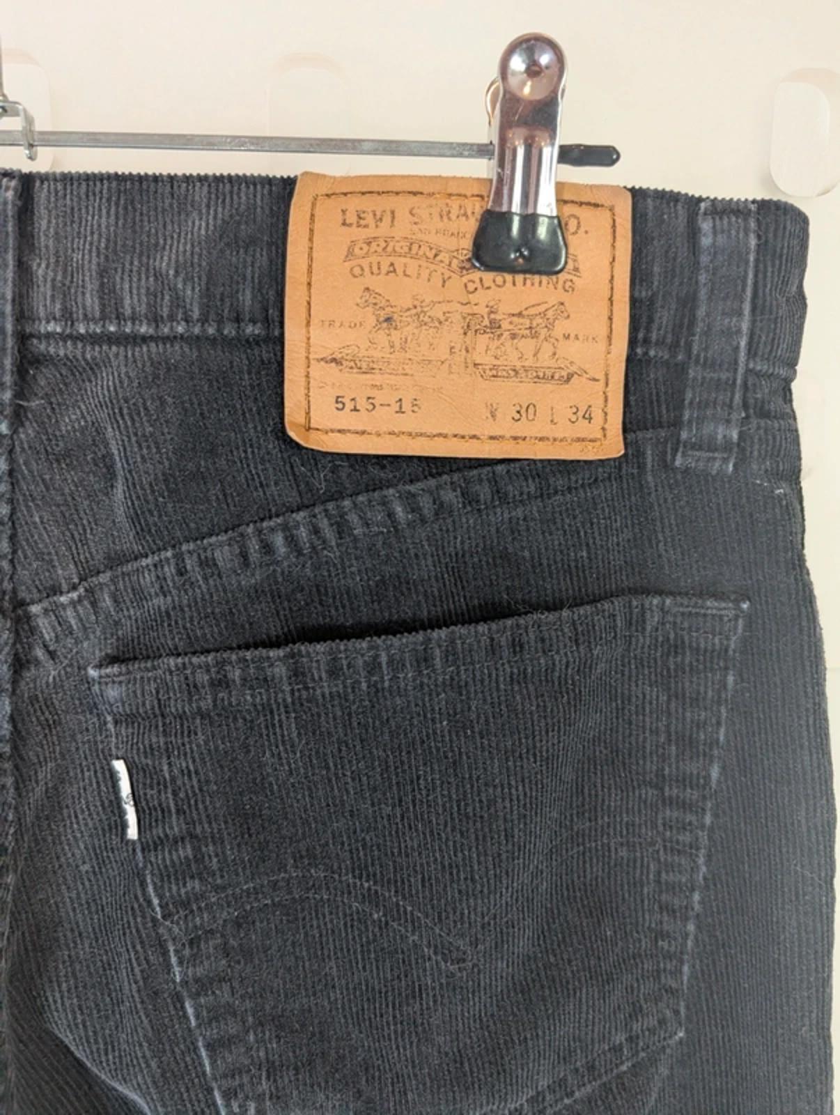 Levi's Black Corduroy Trousers W30 Cropped Straight Leg