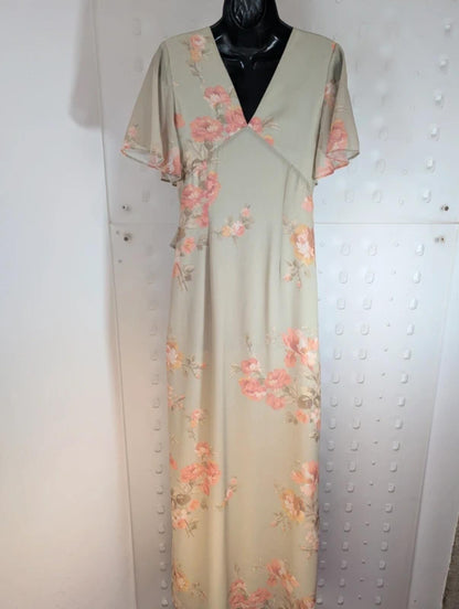 Hope & Ivy Tall Floral Maxi Dress Mint Green Size 12 Long 62"