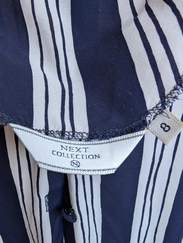 Next Collection Vintage Style Stripe Blouse Navy White UK8