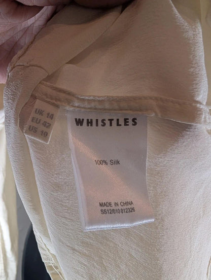 Whistles 100% Silk Blouse Cream Bow Neck UK14