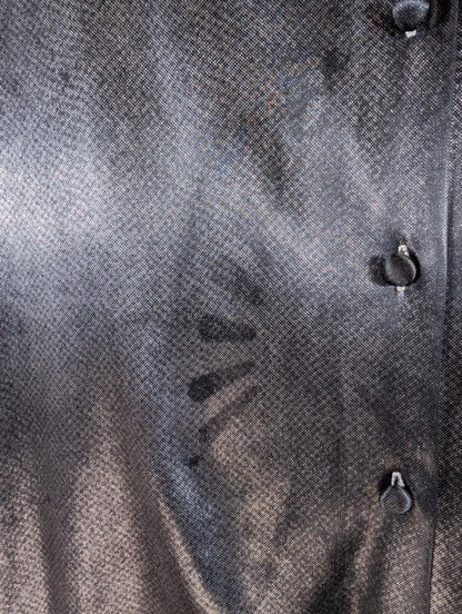 Chemisier Metallic Gunmetal Shirt Size 10 Silver Blouse