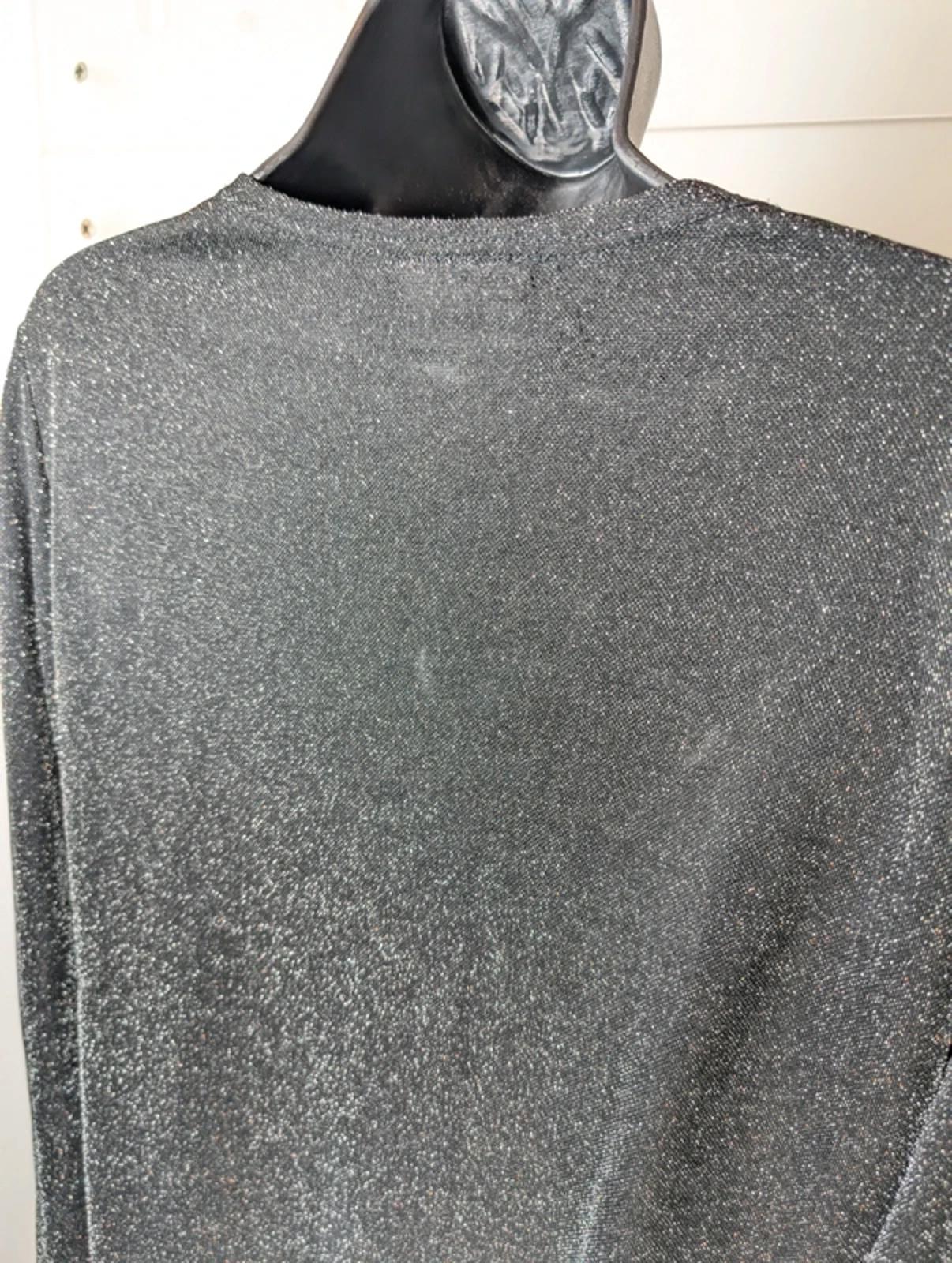 90s Vintage New Look Grey Sparkle Cardigan – Y2K Party Button Through UK12