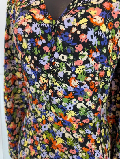 B.Young Black Floral Midi Dress EU36 UK8