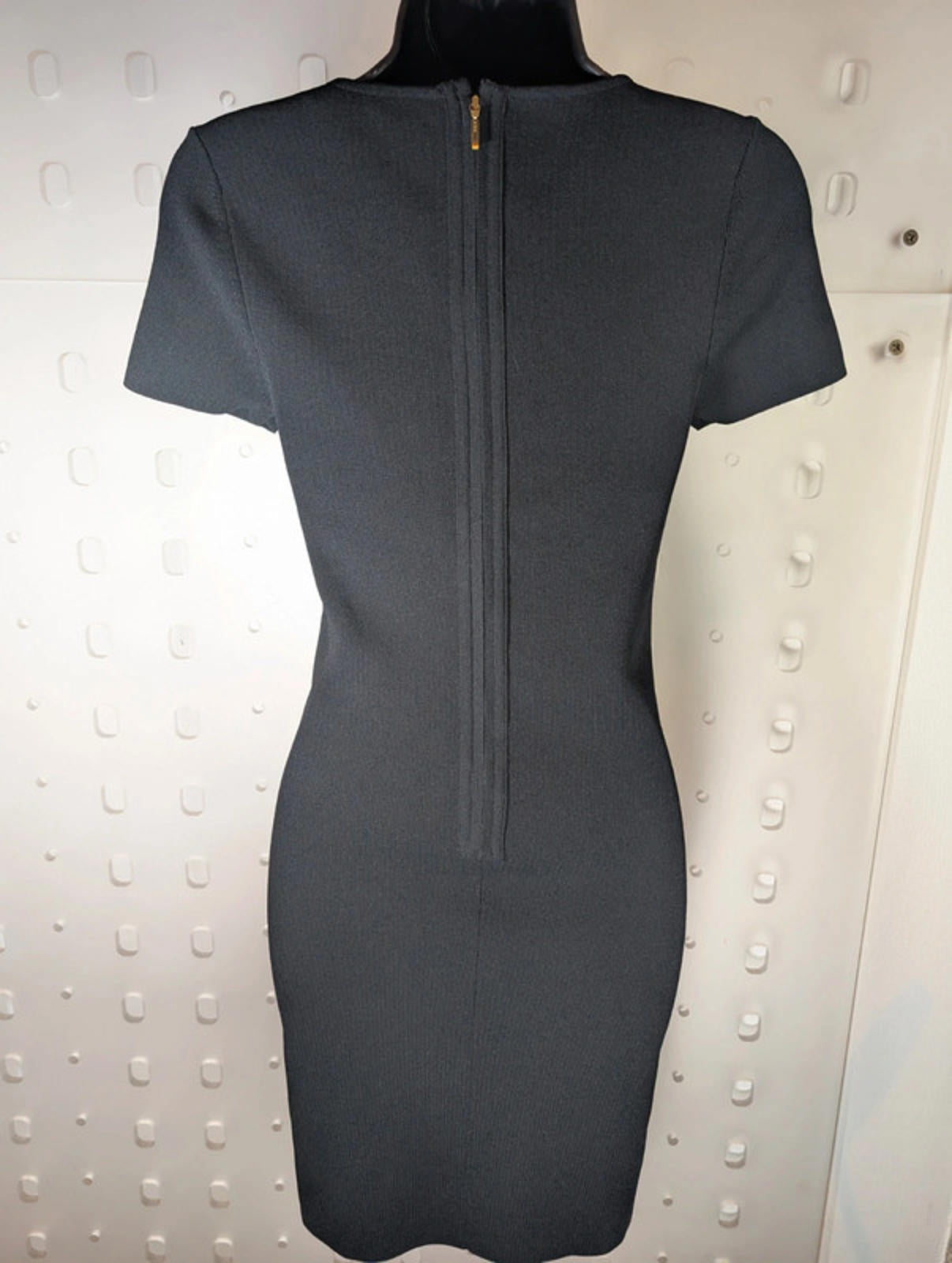 Reiss black stretch bodycon dress with scoop neck – size S