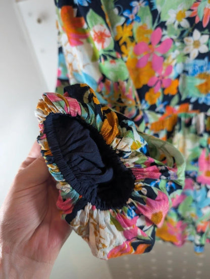 Eb & Ive Tropical Floral Kaftan Top Black Multi Large