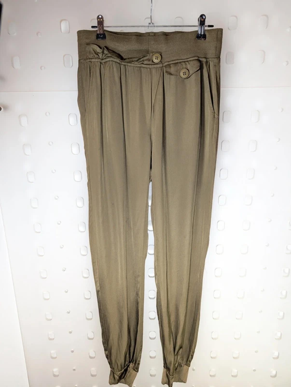 Nu Denmark Khaki Satin Cargo Joggers UK S