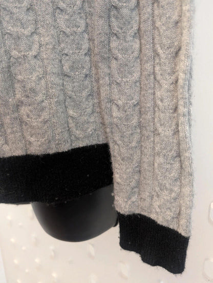Paul Costelloe Pure Cashmere Cardigan – Grey & Black Trim