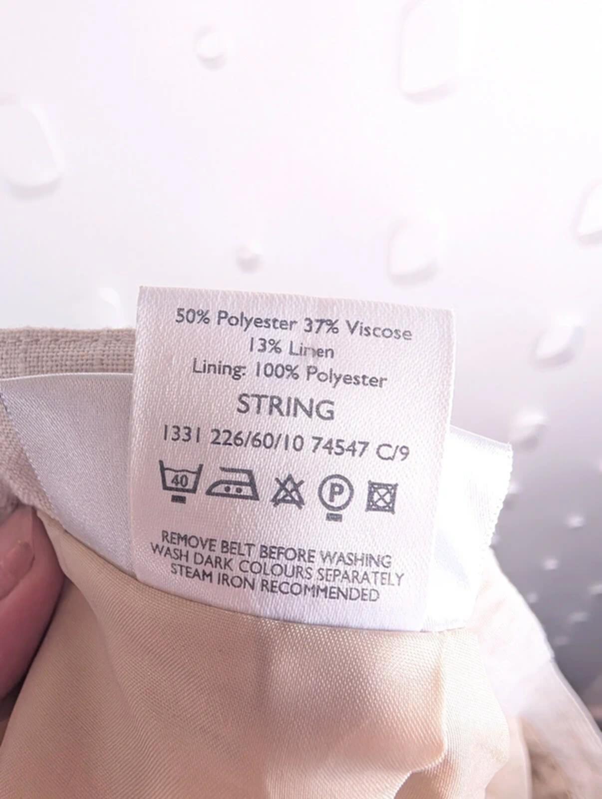 Vintage Berkertex Linen Blend Midi Pencil Skirt Cream Beige UK14