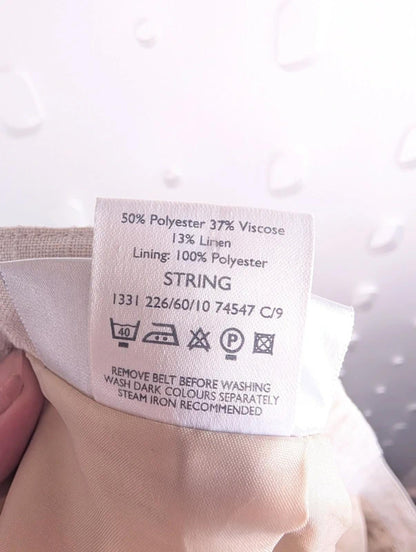 Vintage Berkertex Linen Blend Midi Pencil Skirt Cream Beige UK14