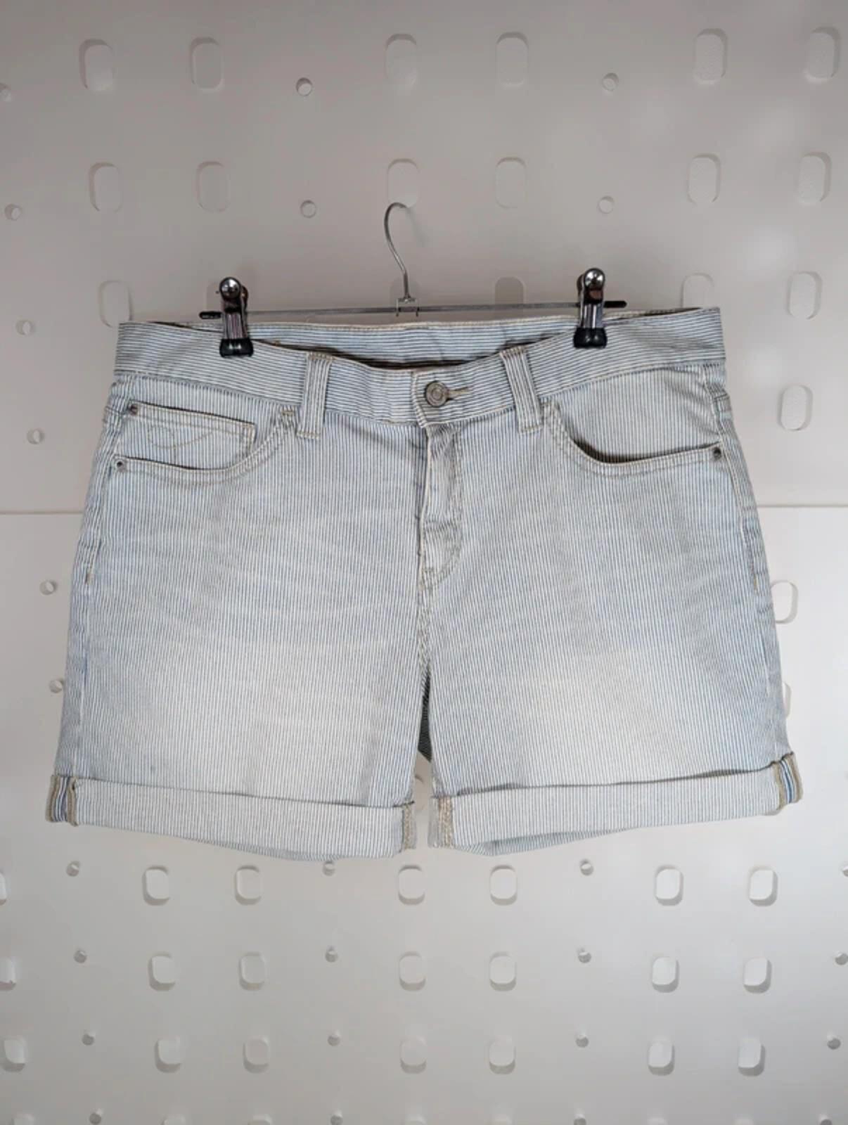 Mantaray Blue White Pinstripe Denim Shorts UK12