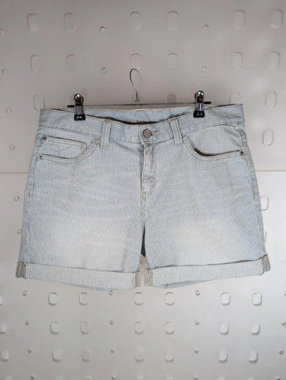 Mantaray Blue White Pinstripe Denim Shorts UK12