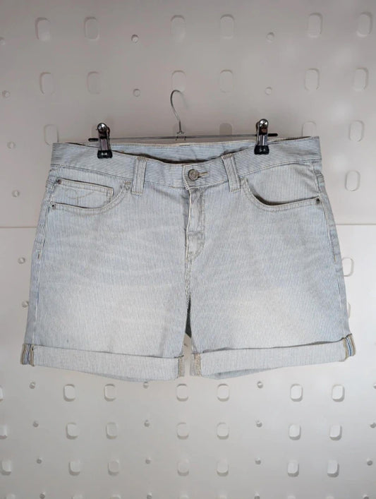 Mantaray Blue White Pinstripe Denim Shorts UK12
