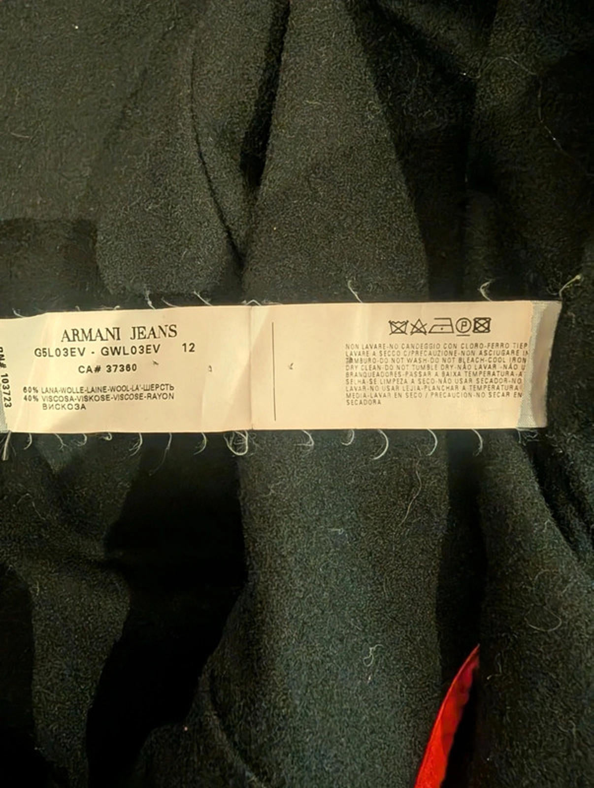 Armani Jeans Black Trench Coat with Removable Lining – Size 42 (UK 10 / US 6)