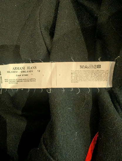 Armani Jeans Black Trench Coat with Removable Lining – Size 42 (UK 10 / US 6)
