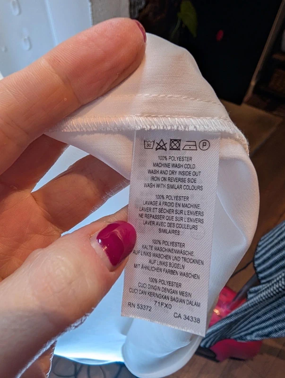 French Connection Longline Sheer Shirt White UK8 Minimal Classic