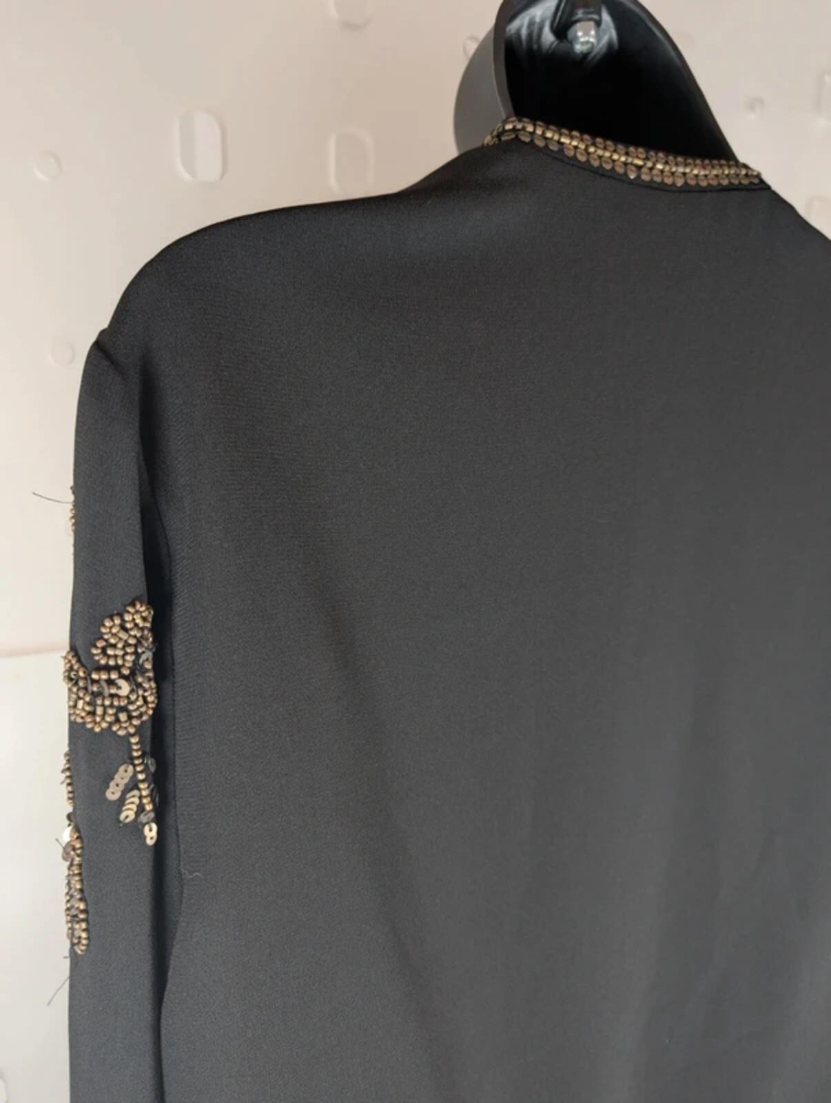Long Tall Sally Embellished Black Evening Jacket UK16 Gold Beaded Occasionwear