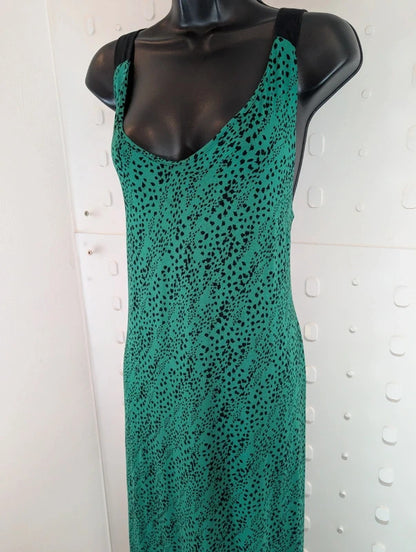Saint + Sofia Green Black Speckle Maxi Dress UK18