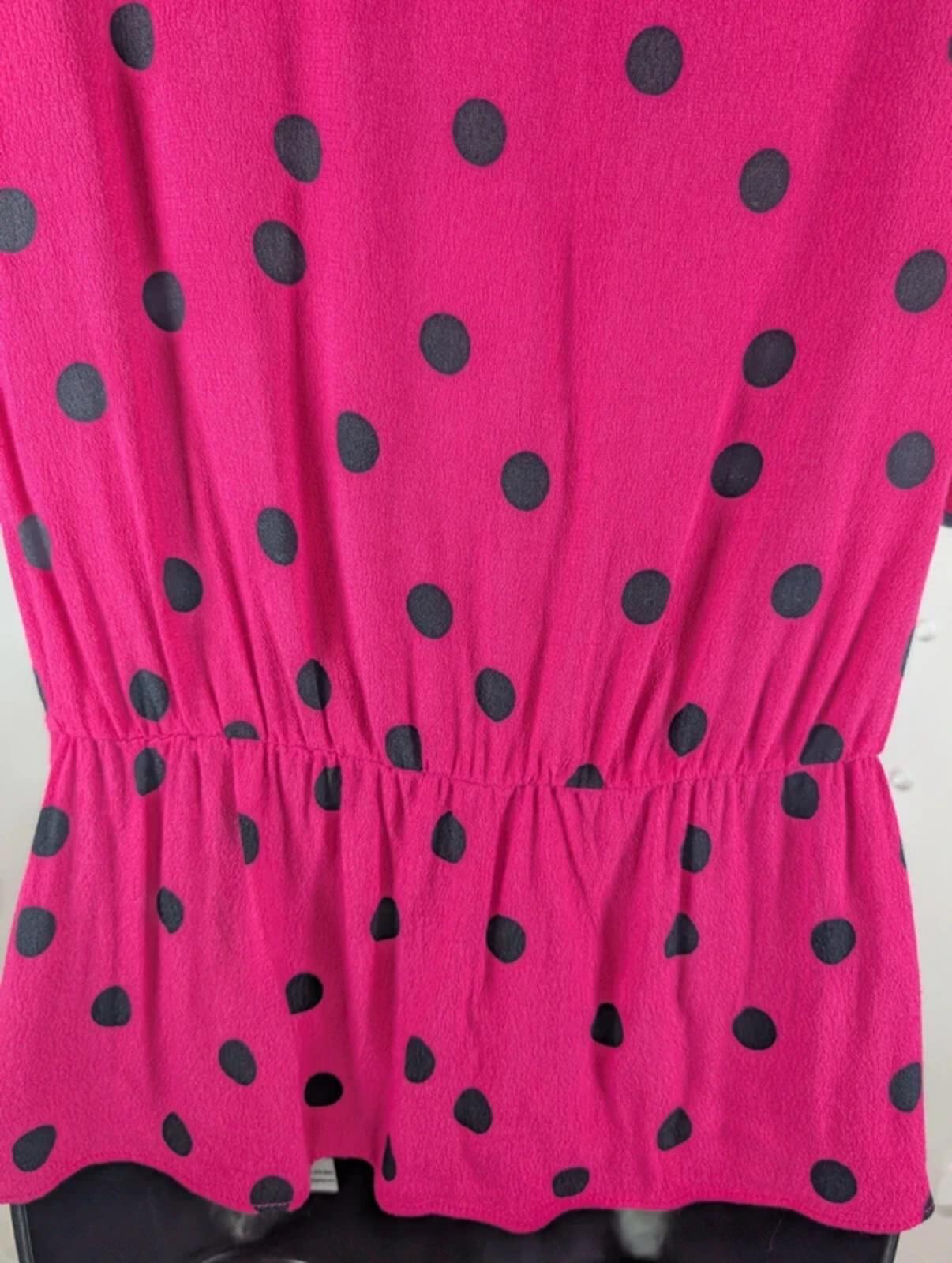 Dusk London UK14 Barbie Pink Polka Dot 50s Inspired Viscose Blouse