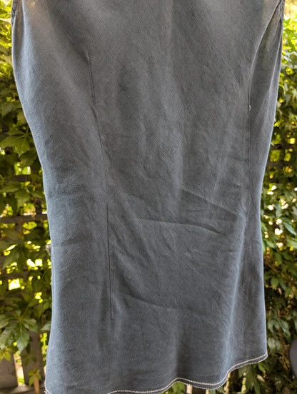 Vintage Linen Blend Longline Vest Top Navy UK12