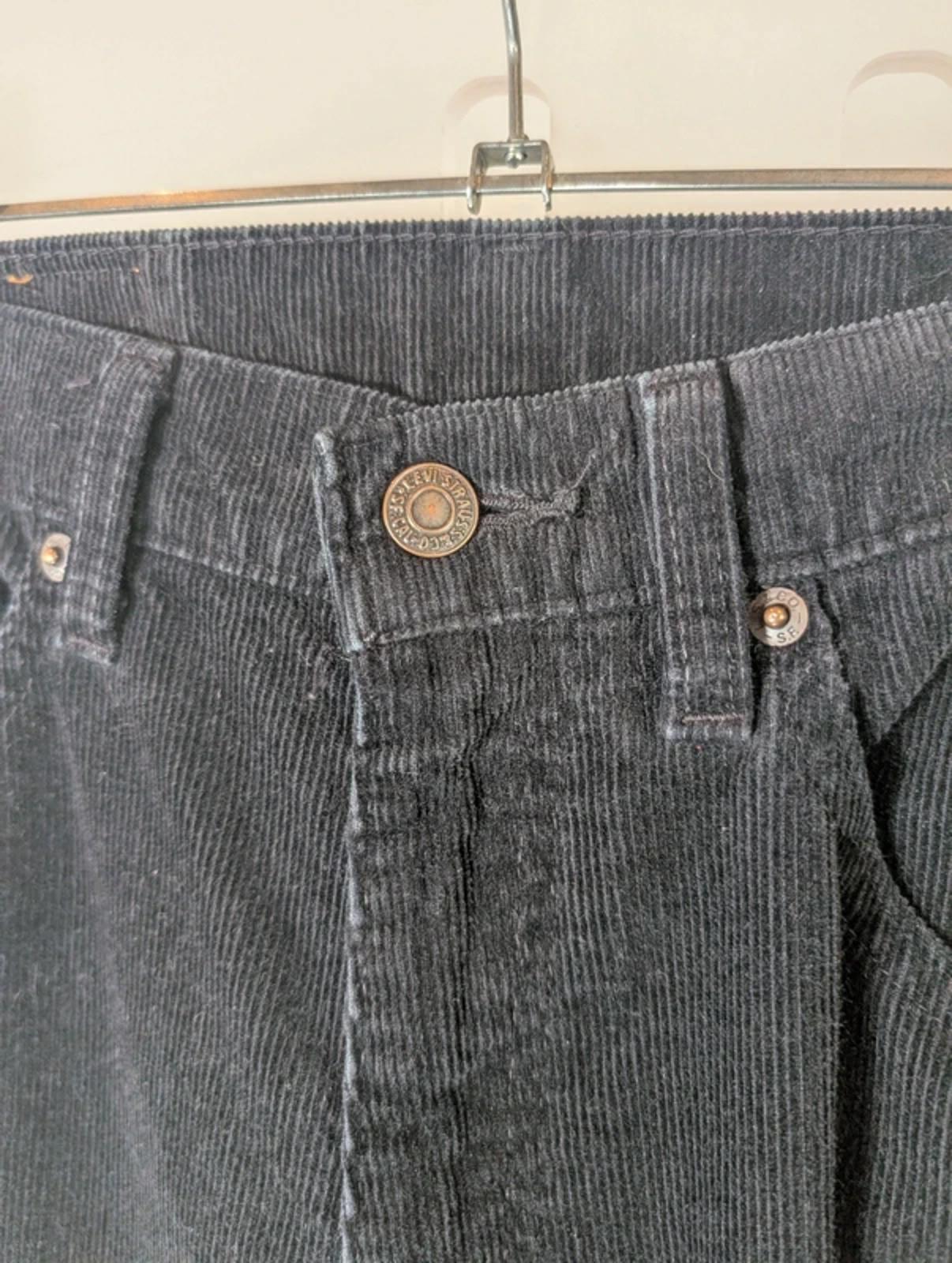 Levi's Black Corduroy Trousers W30 Cropped Straight Leg