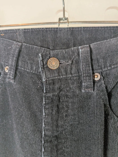 Levi's Black Corduroy Trousers W30 Cropped Straight Leg