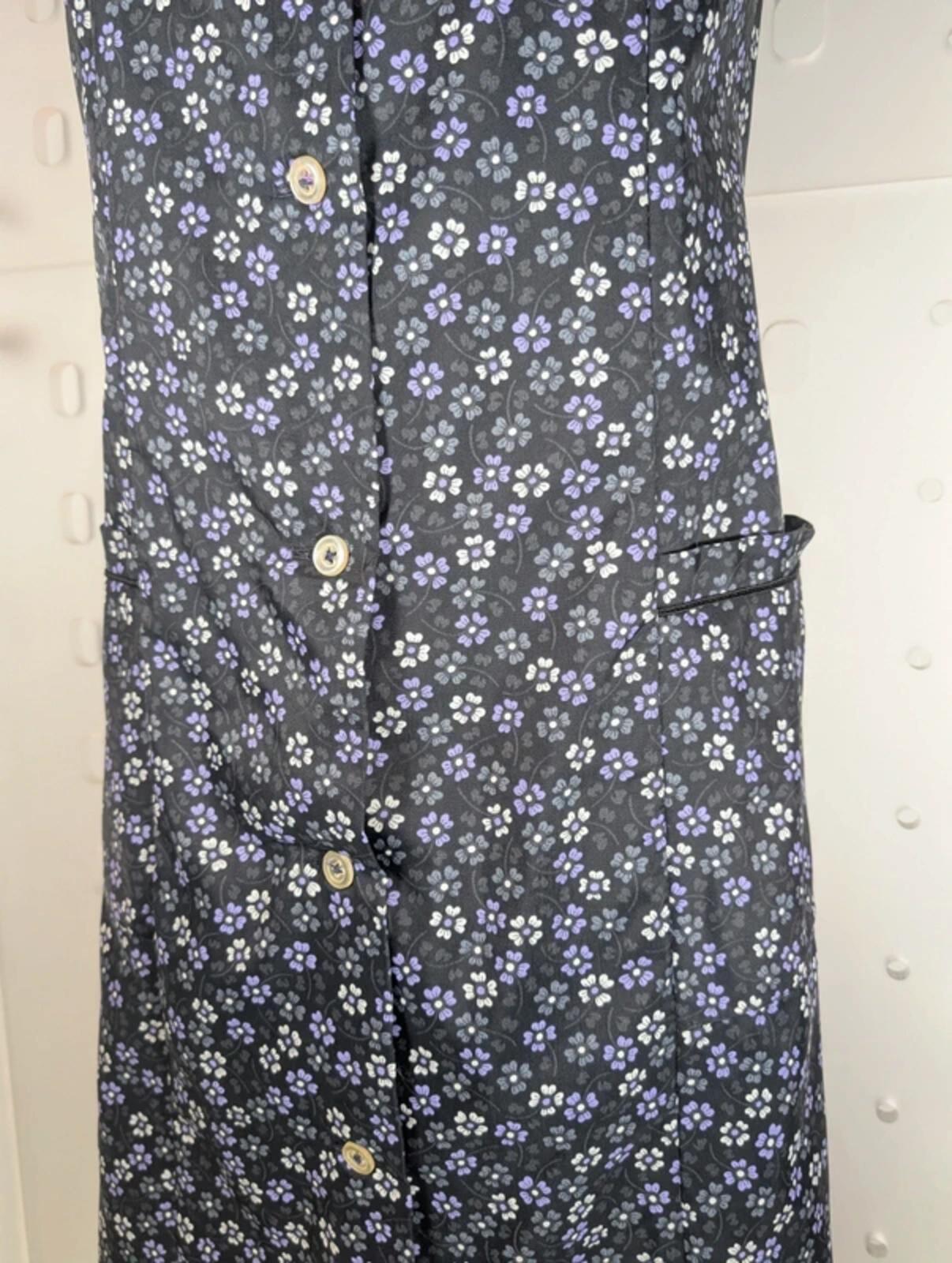 1970s vintage Castille France purple ditsy pinafore dress S