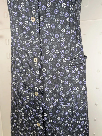 1970s vintage Castille France purple ditsy pinafore dress S
