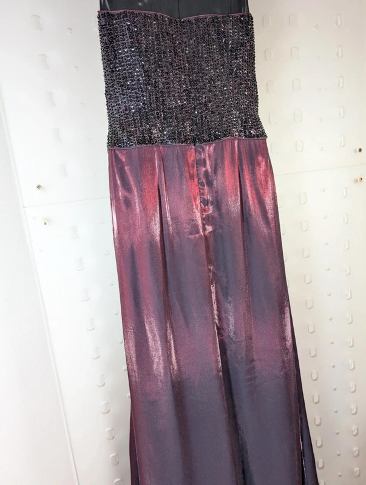 Vintage Burgundy Sequin Gown + Train Alternative Prom Black Tie UK10–12 Rena Koh