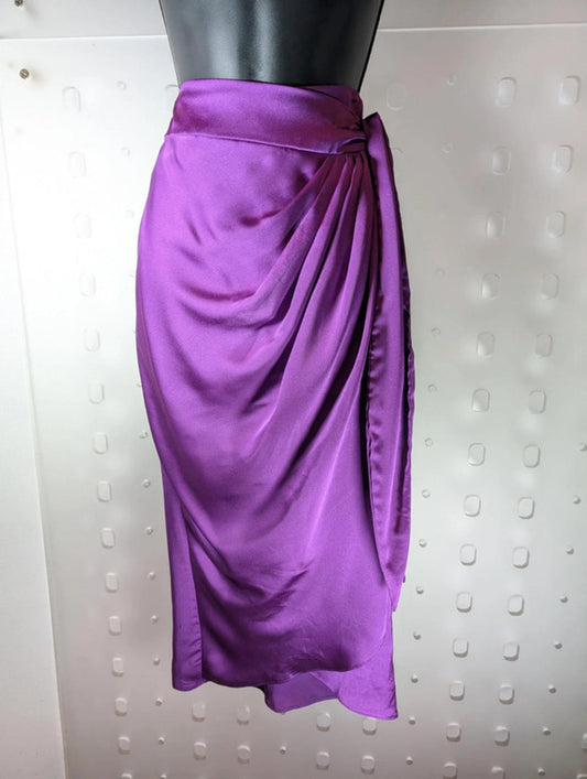 Pink Boutique Satin Wrap Skirt – Purple – UK 10 – New With Tags