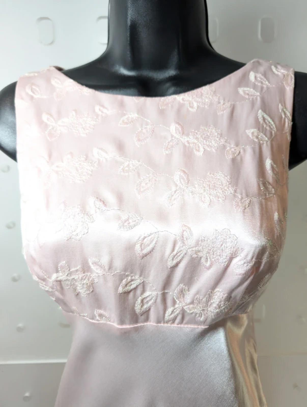 Vintage 90s Bias Cut Rayon Zum Zum Maxi Dress Empire Embroidered Bodice UK 6/8