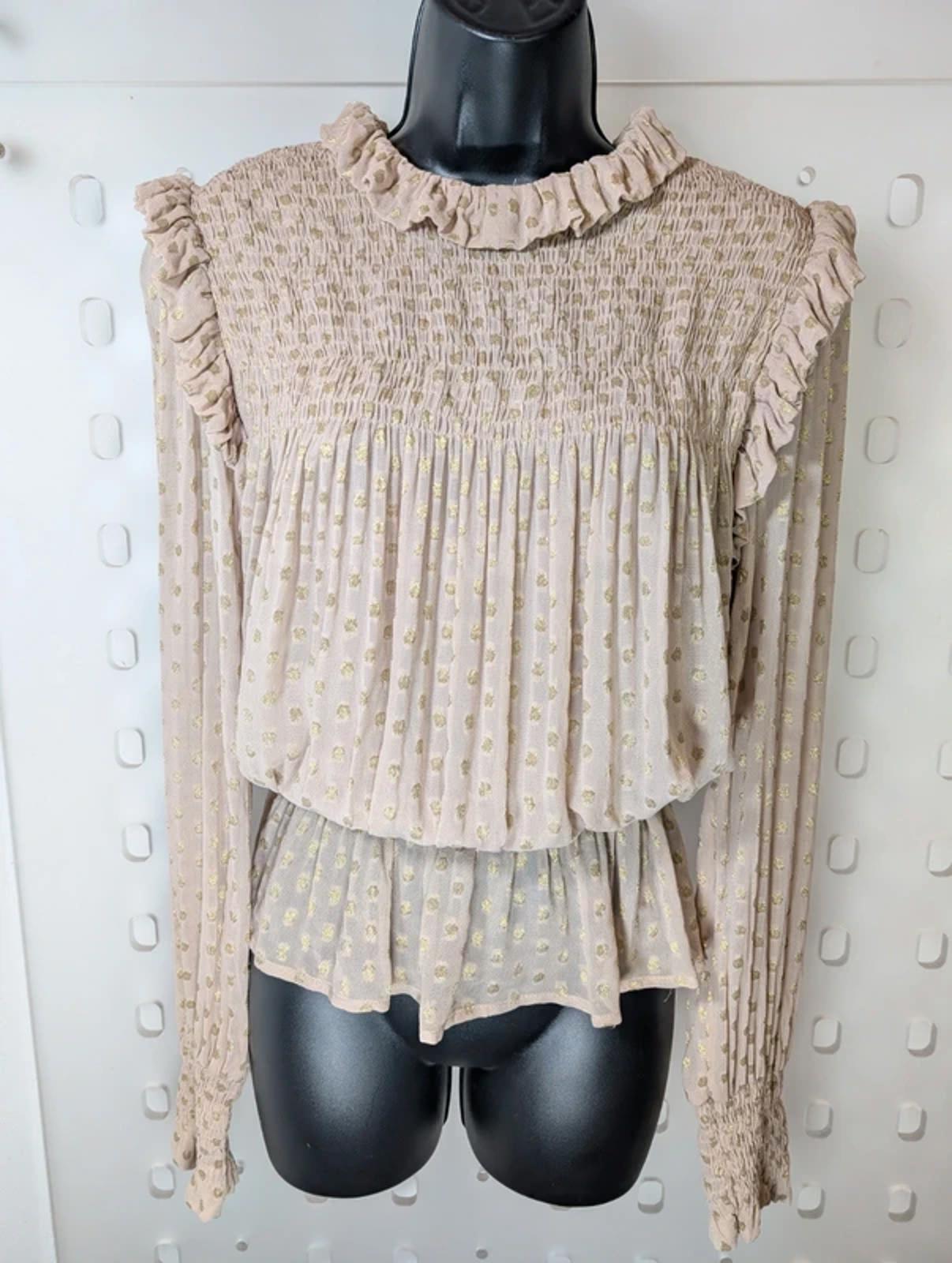 Nine by Savannah Miller Sheer Metallic Dot Blouse UK12