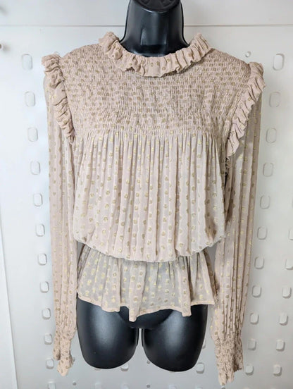 Nine by Savannah Miller Sheer Metallic Dot Blouse UK12