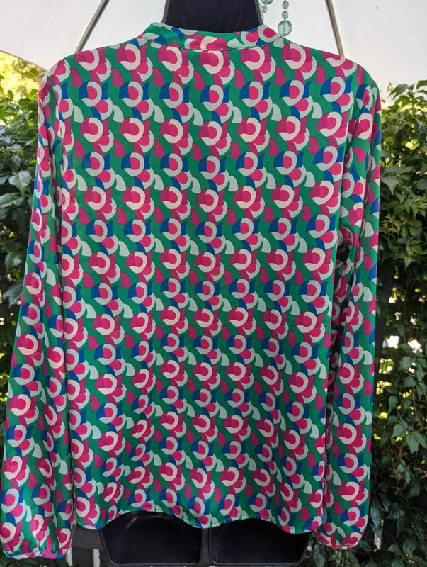 Gallery Geometric Print Shirt Green Blue UK10