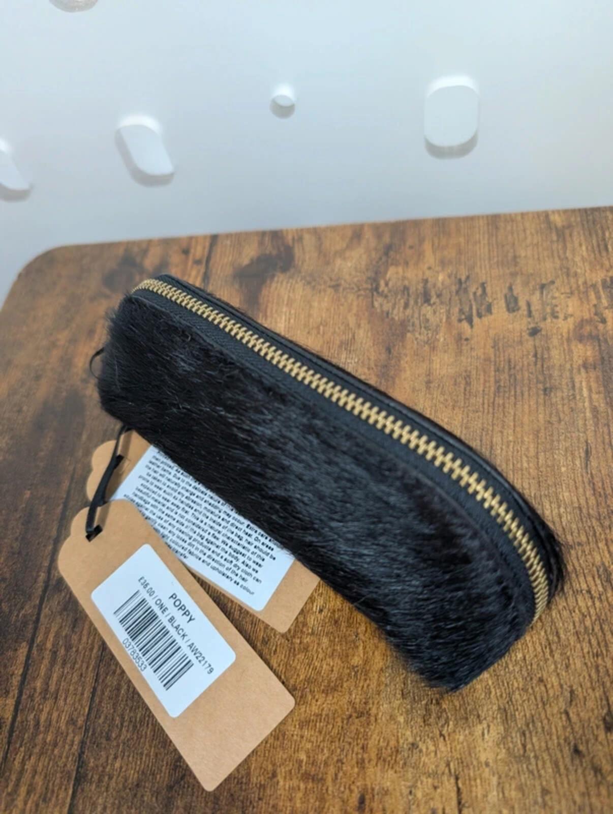 Nooki London Poppy Hair On Hide Glasses Case Black NWT