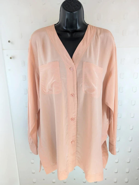 Next Directory vintage 100% silk peach shirt size S