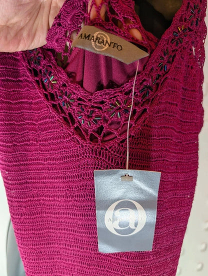 Amaranto Crochet Midi Dress Fuchsia UK 12 NWT – Festival 90s Style