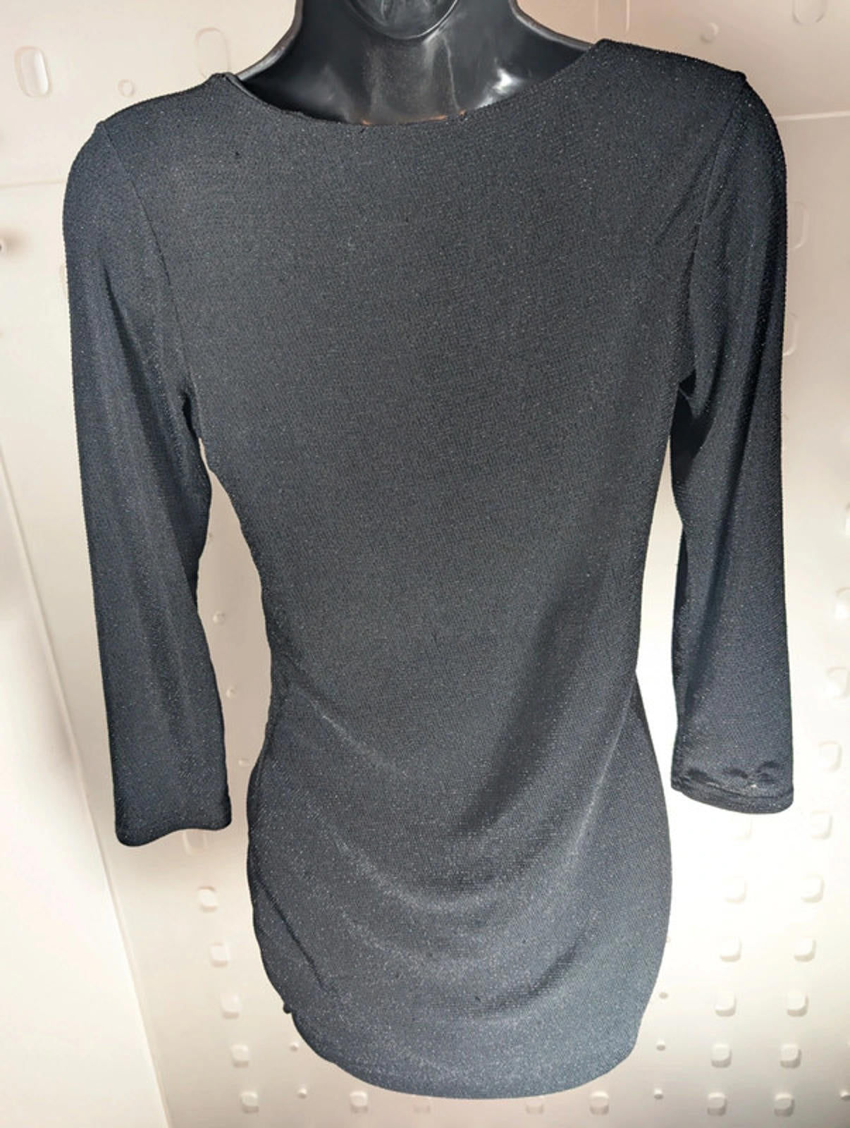 Lili London Black Shimmer Ruched Dress – UK 10