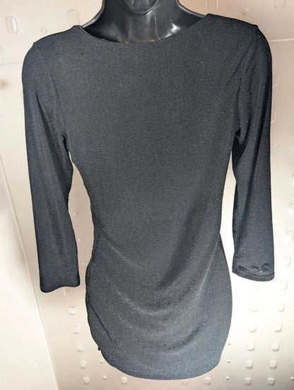 Lili London Black Shimmer Ruched Dress – UK 10