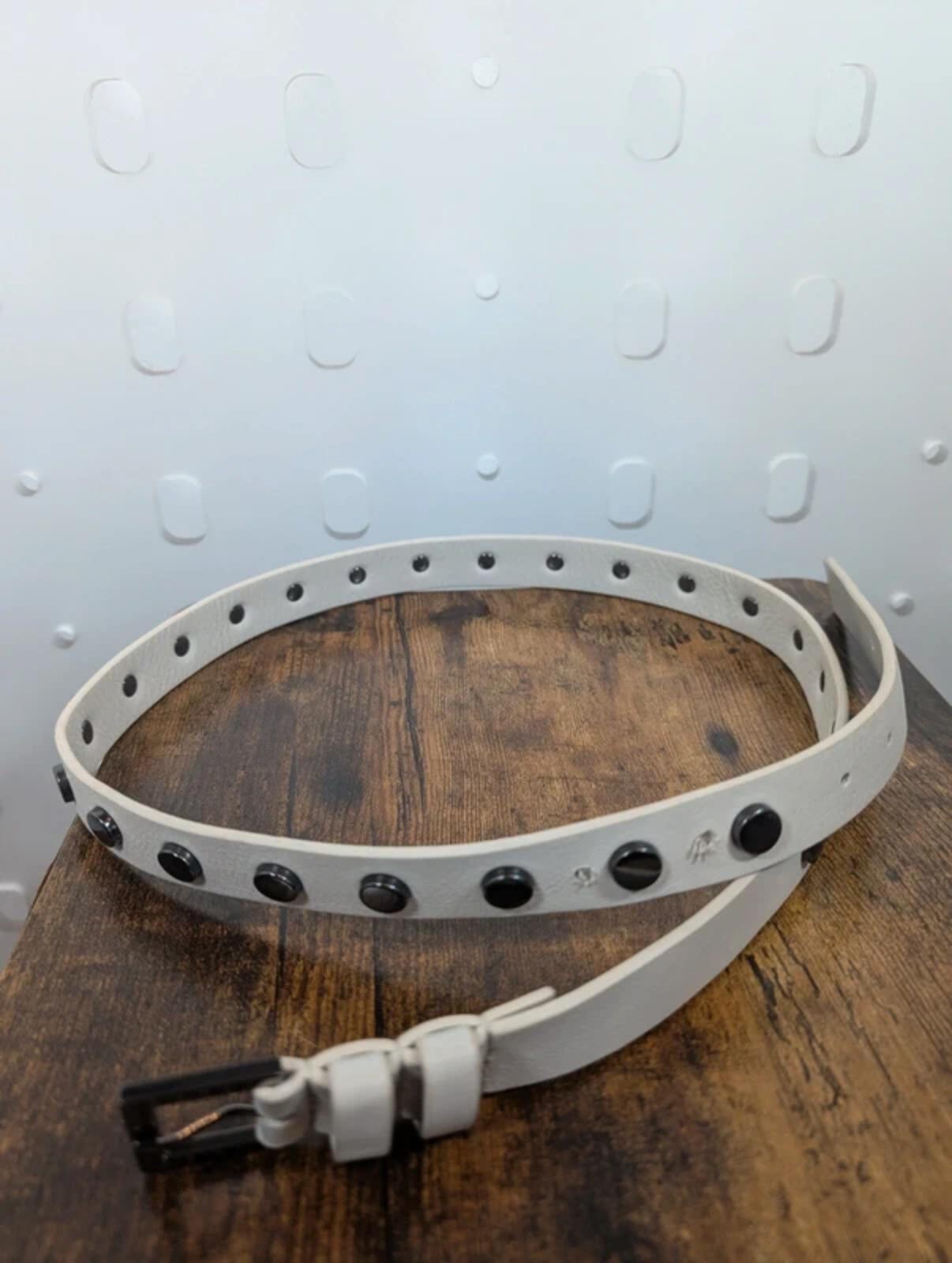 Mint Velvet Studded Leather Belt White M/L
